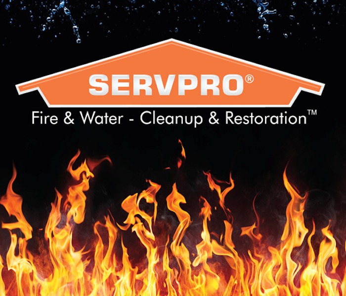 fire flames and SERVPRO® house logo 