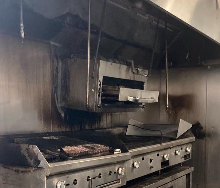 Fire damage on commercial stove